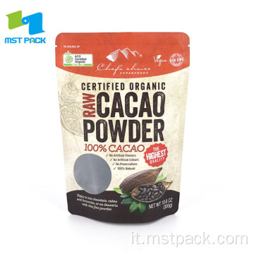 Sacchetto per imballaggio in polvere di cacao Sacchetto con cerniera per alimenti